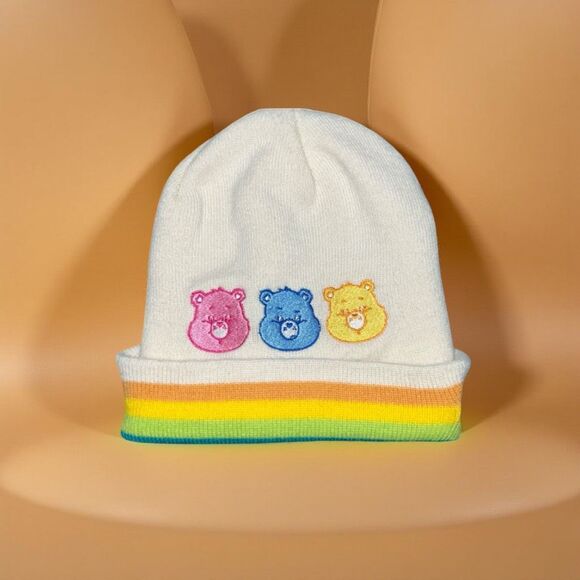Care Bears Cream Embroirdered Knit Cuffed Beanie Hat - Picture 1 of 6